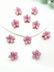 10个/5个迷你可爱花朵造型发夹，适合女孩，多色水晶发夹，适合长辫子发型，花朵发夹，女士发饰（10个 - 紫色）