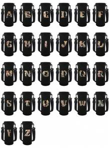 Isolationshülle für Wassergläser von 550ml-1500ml, isolierte Wasserflaschenhülle mit Trageschnur, tragbare Camping-Accessoires mit Buchstabenaufdruck