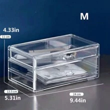 1pc Transparent Makeup Storage Box With 1/2/3 Layers For Cosmetic, Drawer Organizer For Bedroom Dresser - Multicolor - View 9