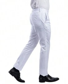 Mens Skinny Fit Solid Open Bottom Dress Pants - 白色 - 查看 2