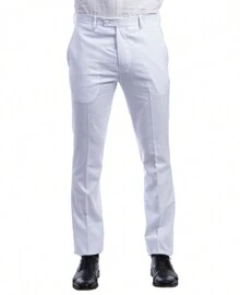 Mens Skinny Fit Solid Open Bottom Dress Pants - 白色 - 查看 1