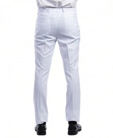 Mens Skinny Fit Solid Open Bottom Dress Pants - 白色 - 查看 4