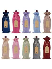 10 Pcs Burlap Wine Bag Gift Bottle Bag, DIY Wine Bottle Gift Bag, Reusable Christmas, Wedding, Birthday, Party Decoration Bottle Cap, Safety Bottle Cap, Travel Car Cruise Protection, Luggage Protection Bag,Christmas Gifts,Merry Christmas