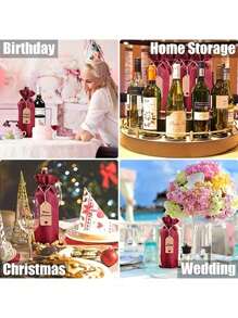 10 Pcs Burlap Wine Bag Gift Bottle Bag, DIY Wine Bottle Gift Bag, Reusable Christmas, Wedding, Birthday, Party Decoration Bottle Cap, Safety Bottle Cap, Travel Car Cruise Protection, Luggage Protection Bag,Christmas Gifts,Merry Christmas