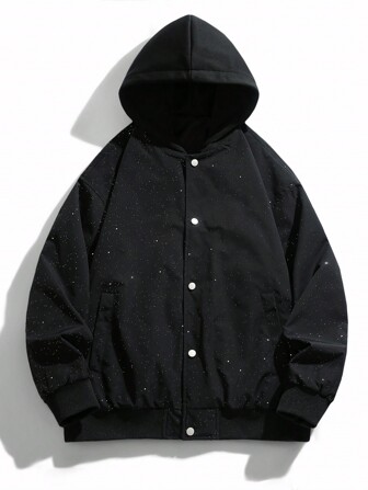 Men's Button Up Hooded Galaxy Print Casual Jacket