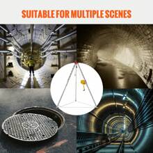 Confined Space Tripod Kit, 1800 Lbs Winch, Confined Space Tripod 7' Legs And 98' Cable, Confined Space Rescue Tripod 32.8' Fall Protection, Harness, Storage Bag For Traditional Confined