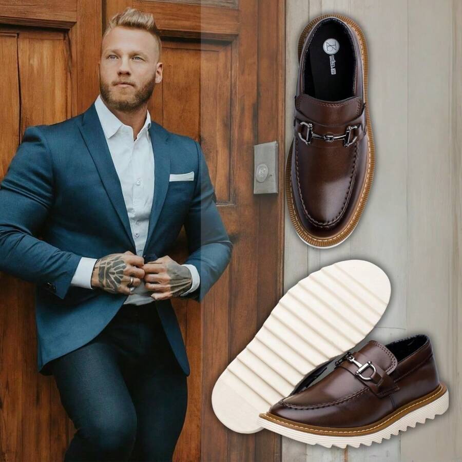 Men's Moccasin Tractored Sole With Bridle Comfort And Elegance Modern Casual Men's Shoe - Óxido marrón - Ver 1