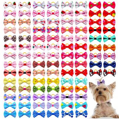 Dog Bows Grooming Cute Dog Hair Bows Rubber Bands Puppy Bows Colourful Hair Accessories Dog Puppy Pet Gifts Colour Random 30PCS