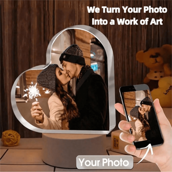 1 pieza, Placa de foto de acrílico con forma personalizada de corazón, estrella, redonda, cuadrada, mariposa o pata de perro - Decoración de logotipo de amor personalizado, con tu foto, grabado 2D personalizado (Boda, Conmemoración, Día de la Madre, San Valentín, Día del Niño, Para el Día del Padre, Para Graduación, Para Bodas, Para Inauguración del Hogar, Sala de estar, Dormitorio, Hogar, Comedor, Baño, Oficina, Salón de té, Decoración de regalos del Día de San Valentín, Decoración del hogar de cumpleaños, Regreso a la escuela, Suministros escolares, Artesanías personalizadas, Otoño elegante, Calendario festivo)