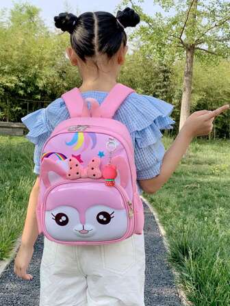 兒童貓和蝴蝶結裝飾防水後背包