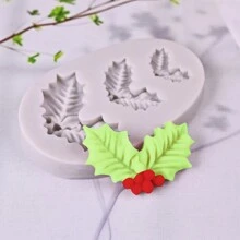 1pc Christmas Holly Leaf Silicone Mold For Craft Clay Decorating Christmas Christmas DecorChristmas Decorations Christmas Gifts - Grey - View 5