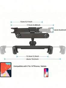 1PC Car Tablet Holder, Headrest Tablet Mount Headrest Stand Cradle, Car Headrest Tablet Holder, Car Headrest Mount, Tablet Headrest Holder, Adjustable Tablet Car Mount For Back Seat, Car Back Seat Headrest Tablet Mount Stand For Kids, Road Trip Essentials, Stand Cradle Compatible With Devices Such As IPad Pro Air Mini, Galaxy Tabs, Other 4.7-10.5" Cellphones And Tablets - Black - Black - View 2