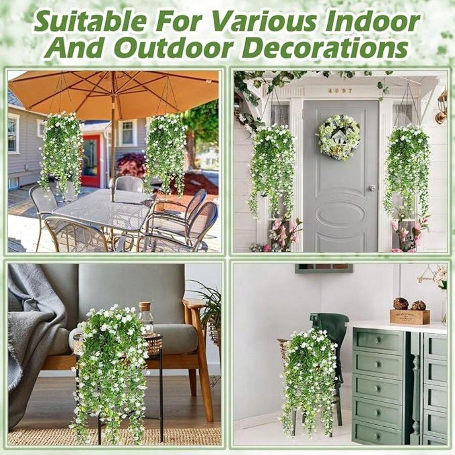 1/4pcs Artificial Fern Hanging Plants, Fake Hanging Vine Leaves For