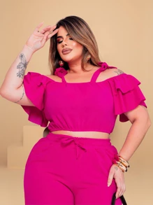 Plus Size Adjustable Cropped Set Jovial Jogger Pants Models Body Premium Line - 查看 1