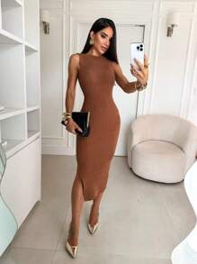 Midi Dress In Modal Knitting One Size - Xem 1