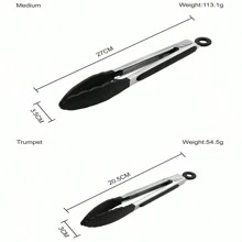 Red/Black Multi-Size Silicone Food Tongs, Kitchen Food Tongs, Stainless Steel Kitchen Grill Tongs, Steak, Bread, Heat Proof Grill Tongs. - One Size - View 2