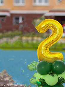 22 piezas Conjunto de globos con número para 2º cumpleaños con temática de la jungla, para suministros de fiesta de cumpleaños " Salvaje" con temática de la jungla, decoraciones de boda, accesorios - Multicolor - Ver 2