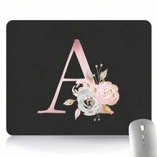 1个A-Z方形鼠标垫，粉色字母图案，电脑鼠标垫，笔记本鼠标垫，办公桌垫，平板电脑垫，返校季游戏鼠标垫，桌面配件，办公用品，办公桌配件，鼠标垫，桌面鼠标垫 - 彩色 - 查看 2