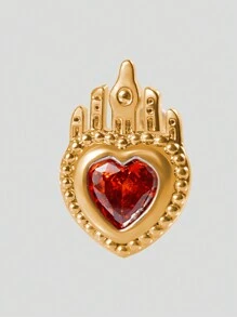 1PC Stainless Steel Red Zirconia Ear Studs Heart-Shaped Bat Evil Tragus Cartilage Screw Ball Earrings For Women Piercing Jewelry - As Shown - View 22