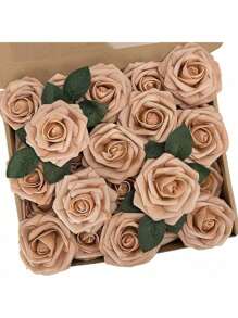 10/25 peças Flores artificiais multicoloridas, espuma de marfim de cor verdadeira, rosas falsas com hastes, buquê de casamento faça você mesmo, arranjo central de chá de panela multicolorido, decoração de mesa de festa, embalagem de saco OPP (excluindo caixa), dia dos namorados, presente - Multicolorido - Ver 17