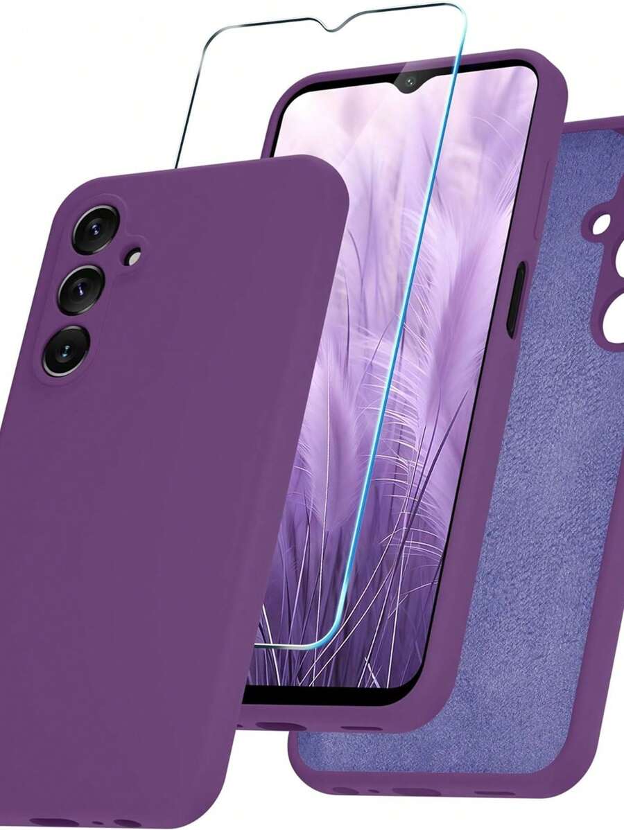 Kit 2 In 1 Silicone Cover + 3D Glass Film For Samsung A04 E - Màu tím - Xem 1