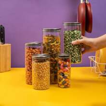 Kit 5 Glass Jars With Circular Airtight Stainless Steel Lid - Tud - Multicolor - View 1