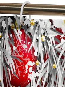 1 Stück/4 Stücke Weihnachts Multifunktions Badezimmer Dekor Set: Wasserdichter Duschvorhang mit 12 Haken, rutschfeste Badematte, U-förmige Toilettenvorlage und runde Toilettendeckel, Badezimmer Accessoires Herbst Dekoration Rückkehr zur Schule