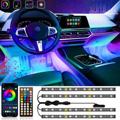 HBOWMDJIA LED Lights For Car, Music Sync,With Smart APP Contrl And 44key Romote Control, Can Adjust Color And Brightness, With DIY Mode, Very Easy To Install, Suitable For All Types Of Cars, Yachts, Trucks