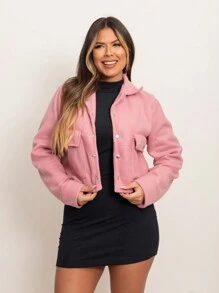 Women's Soft Fleece Bomber Jacket - Dusty Pink - View 1