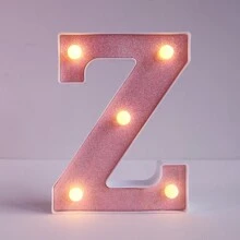 1pc Shiny Pink LED Letter Light, English Alphabet & Number Night Light, Battery Powered, Warm Glow, For Home Decor, Wall Decor, Kitchen Decor, Game Room Decor, Party Decor, Birthday Party, Outdoor Decor, Wedding Decor, Bedroom, Study, Graduation Party, Camping Decor