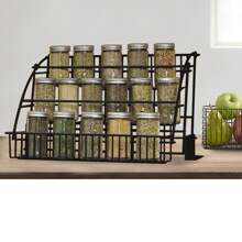 WANLECY 3 Tier Pull Down Cabinet Spice Rack Organizer Metal Storage Shelf For Kitchen - Black - View 4