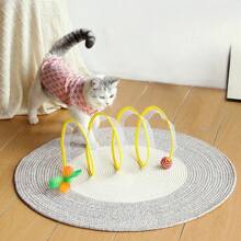 1pc Foldable S-Shaped Cat Tunnel Toy With Spring, Mouse Tunnel With Ball And Crinkle Sound, Interactive Outdoor Cat Toy - Multicolor - View 12