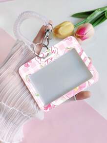 1PC Horizontal Card Holder Ins Creative Cartoon Student Campus Card Holder Spring String Retractable Stretchy String Lunch Card Bus Card Subway Card Work ID Card Holder