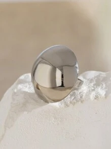 1pc Exaggerated Minimalist Metal Circular Mushroom Design Open Ring, Decorative Jewelry For Women