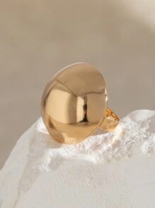 1pc Exaggerated Minimalist Metal Circular Mushroom Design Open Ring, Decorative Jewelry For Women