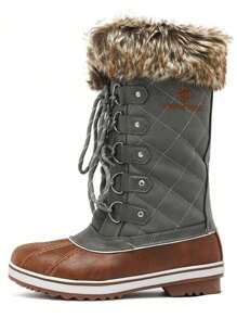 Women's Mid Calf WaterProof Winter Snow Boots Warm Holiday Christmas Outdoor Black Boots - Cà phê nâu - Xem 7