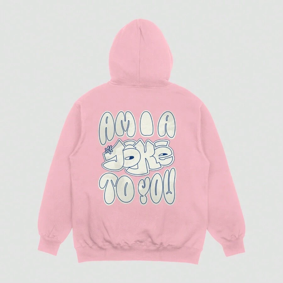Cold Blouse Women's Sweatshirt Tracksuit Coat Jacket Hood Unisex Pocket Printed An I A Joke To You With Cotton Hood - 淺粉色 - 查看 1