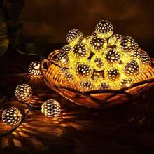 1pc Moroccan Solar Powered String Lights With 8 Modes, Waterproof Outdoor Moroccan Solar Fairy Lights For Garden, Patio, Wedding, Christmas, Courtyard & Lawn Decor