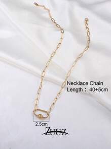 1 件时尚回形针不锈钢心形椭圆扣项链女式珠宝链女式几何项链适合日常装饰情人节 - 項鍊 - 查看 10