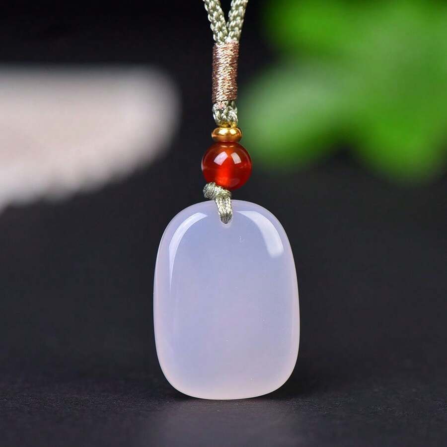 1 pieza de colgante de collar de ágata de cristal natural marca de la paz, colgante de gema de alta calidad, collar, todo tallado a mano, mujer, hombre, colgante de cuarzo de cristal de la riqueza, collar, collar de la paz, collar de pareja, regalo para mujer, adecuado para regalos de fiesta de vacaciones, regalos de cuarzo de cristal. (Caja de regalo de cordón) - Tarjeta sin problemas - Ver 1