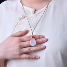 1 pieza de colgante de collar de ágata de cristal natural marca de la paz, colgante de gema de alta calidad, collar, todo tallado a mano, mujer, hombre, colgante de cuarzo de cristal de la riqueza, collar, collar de la paz, collar de pareja, regalo para mujer, adecuado para regalos de fiesta de vacaciones, regalos de cuarzo de cristal. (Caja de regalo de cordón) - Tarjeta sin problemas - Ver 6