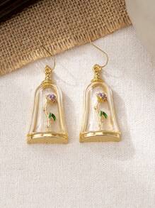 1 par Novos Brincos Vintage Estilo Francês com Rosa e Resina Epóxi para Mulheres, Pendentes, Dia dos Namorados, Dia das Mães, Presente