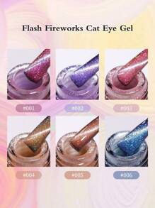 annies 10ml 1pc/6pcs Reflective Cat Eye Gel Nail Polish, Magnetic UV LED Removable Gel Nail Polish, 6 Colors Semi-Permanent Crystal Cat Eye Gel Nail Polish Set