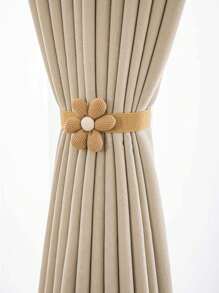 1pc Khaki Floral Decorative Tie-Back Curtain Clip - Khaki - View 5