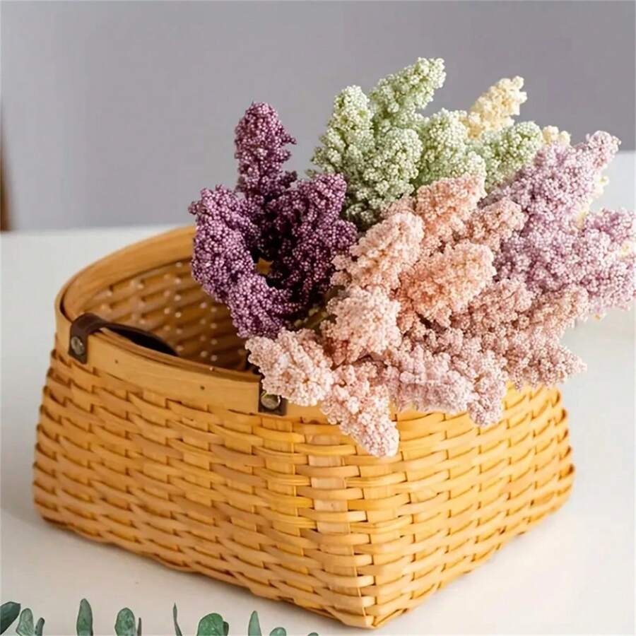 6 piezas - Flores de plástico en forma de espigas de trigo, decoración de boda y fiesta, manualidades de ramos, decoración para el hogar, decoración de jardín - Multicolor - Ver 1