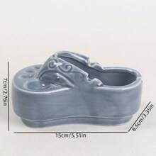 1pc Creative Ceramic Slipper Ashtray, High-Quality Unique Personalized Hole Design Flip Flop Shaped Home Decor Craft - Multicolor - View 11