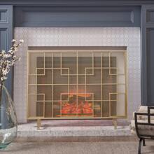 MERAX Home Dorothy Modern Single Panel Iron Firescreen, Fireplace Covers - Gold - View 1