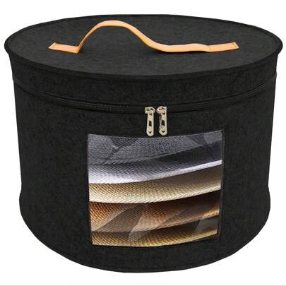 Large Capacity Round Travel Hat Storage Box - Portable Felt Organizer With Dustproof Lid, Spacious Interior, And Versatile Design For Storing Hats, Toys, And Clothes - Perfect For Travel, Closet Organization, And Gift Giving