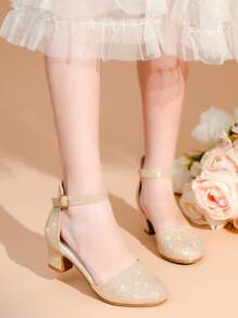 Dreamshoes Sandals For Girls Flower Dress Shoes For Wedding Graduation Toddler High Heels For Little Big Kids - Vàng - Xem 1