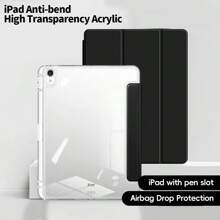 Compatible With  IPad Case Air 1 2 3 4 5 Pro 11 6th 7th 8th 9th Gen Case Cover With Pencil Holder Folding Stand Acrylic Transparent - Black - View 28